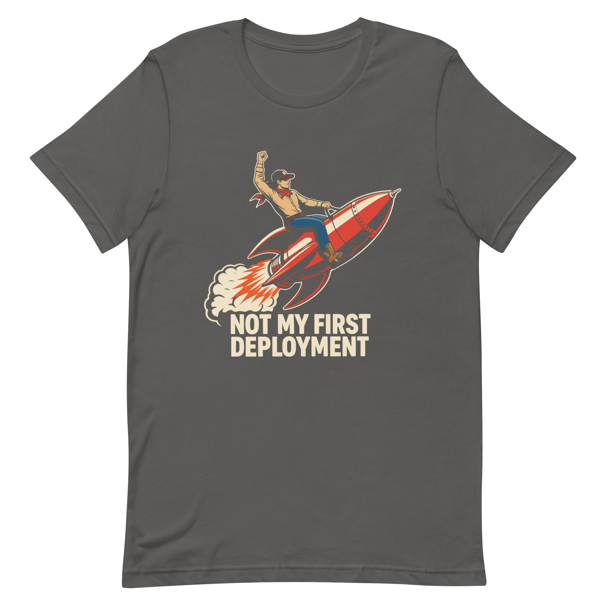 Not My First Deployment cartoon deployment devops - Developer T-shirt - techmerch.io