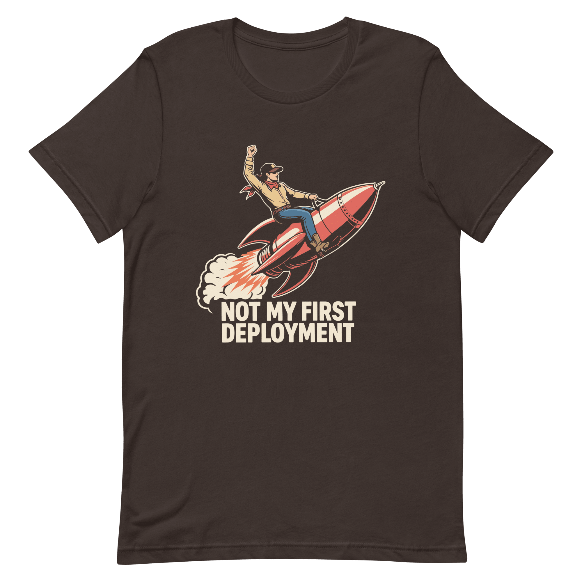 Not My First Deployment cartoon deployment devops - Developer T-shirt - techmerch.io