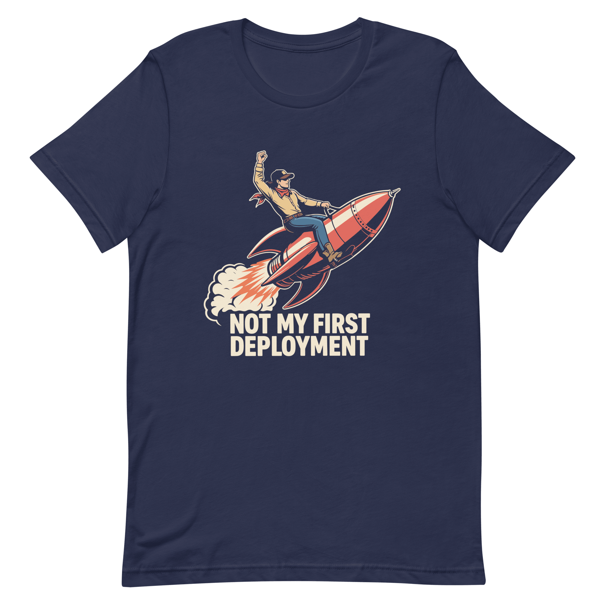 Not My First Deployment cartoon deployment devops - Developer T-shirt - techmerch.io