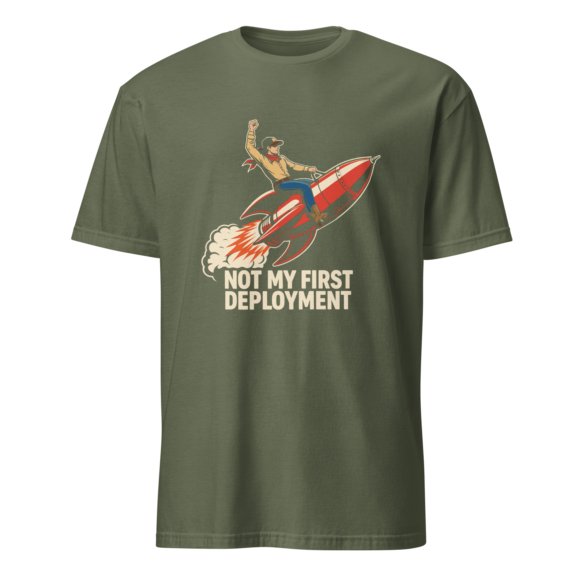 Not My First Deployment cartoon deployment devops - Developer T-shirt - techmerch.io
