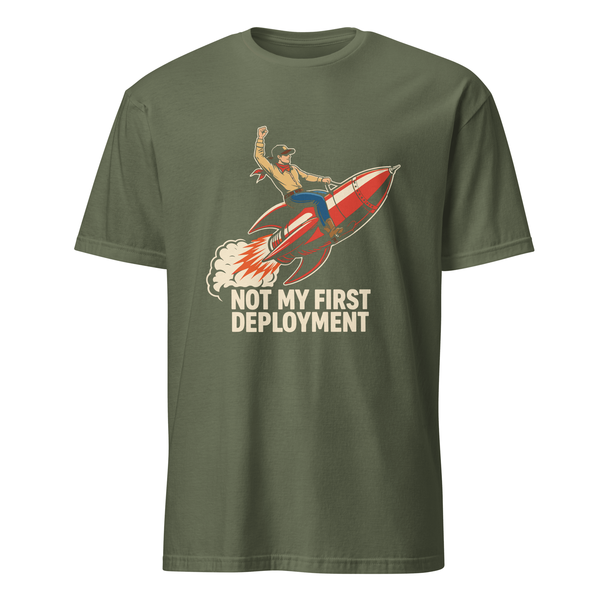 Not My First Deployment cartoon deployment devops - Developer T-shirt - techmerch.io