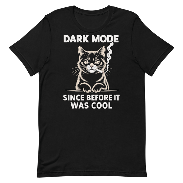 Original Dark Mode cartoon cat code - Developer T-shirt - techmerch.io