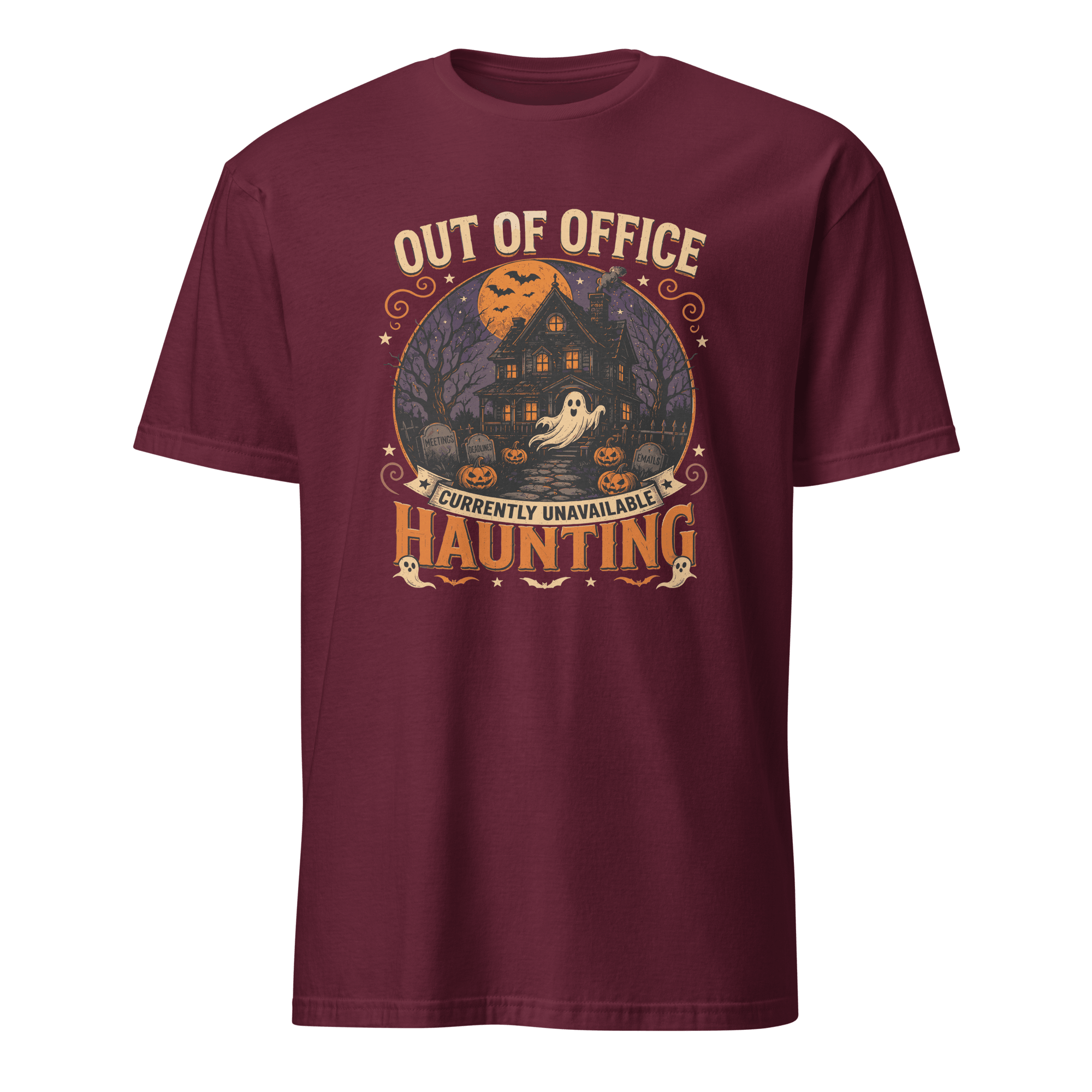 Out Of Office: Haunting cartoon deadpan full-search Out Of Office Currently Unavailable Haunting - Developer T-shirt - techmerch.io
