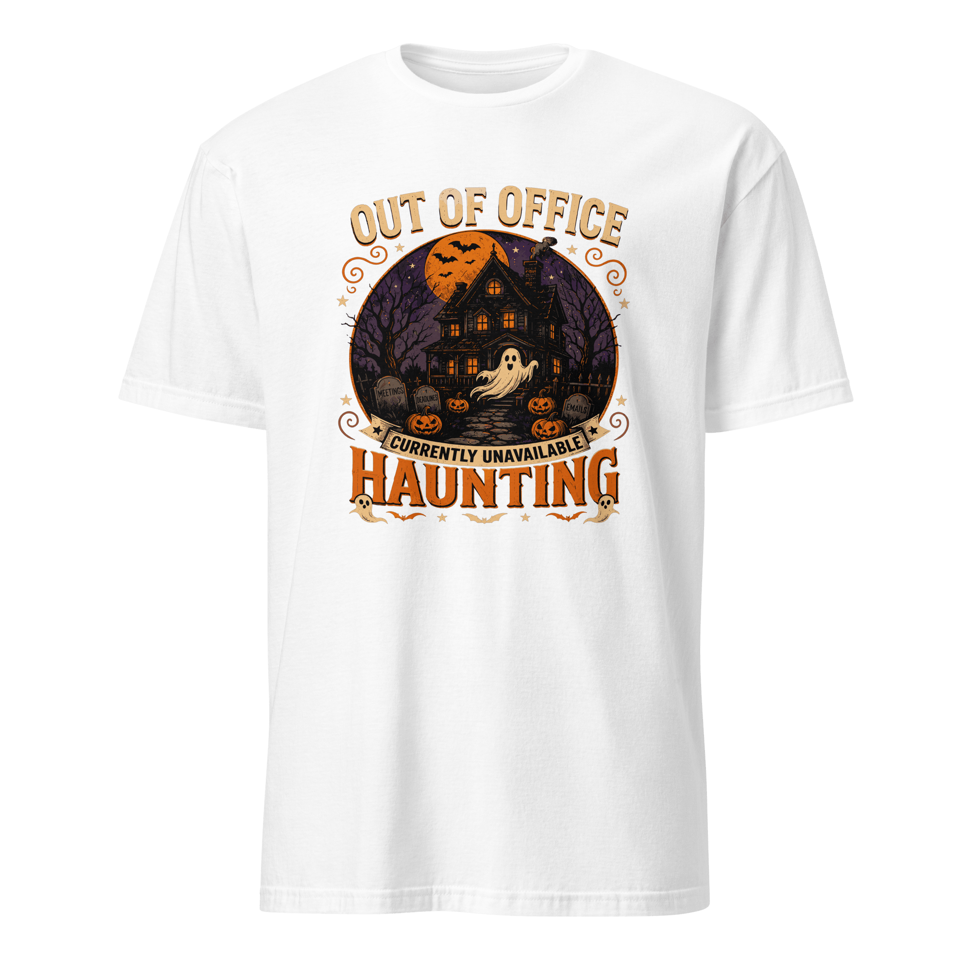 Out Of Office: Haunting cartoon deadpan full-search Out Of Office Currently Unavailable Haunting - Developer T-shirt - techmerch.io