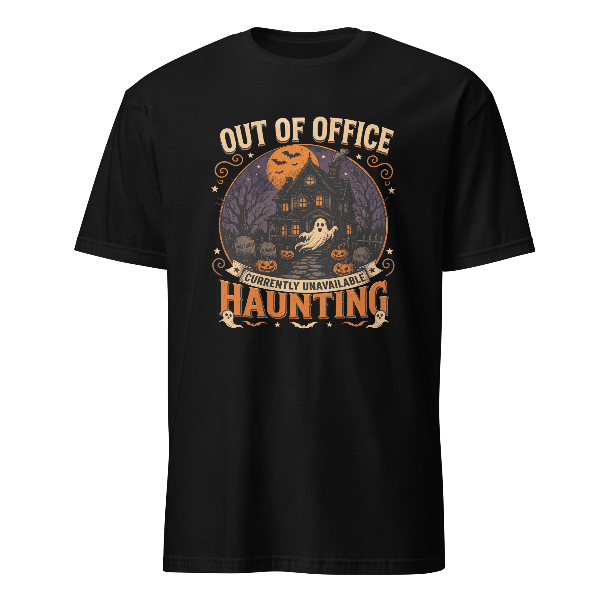Out Of Office: Haunting cartoon deadpan full-search Out Of Office Currently Unavailable Haunting - Developer T-shirt - techmerch.io
