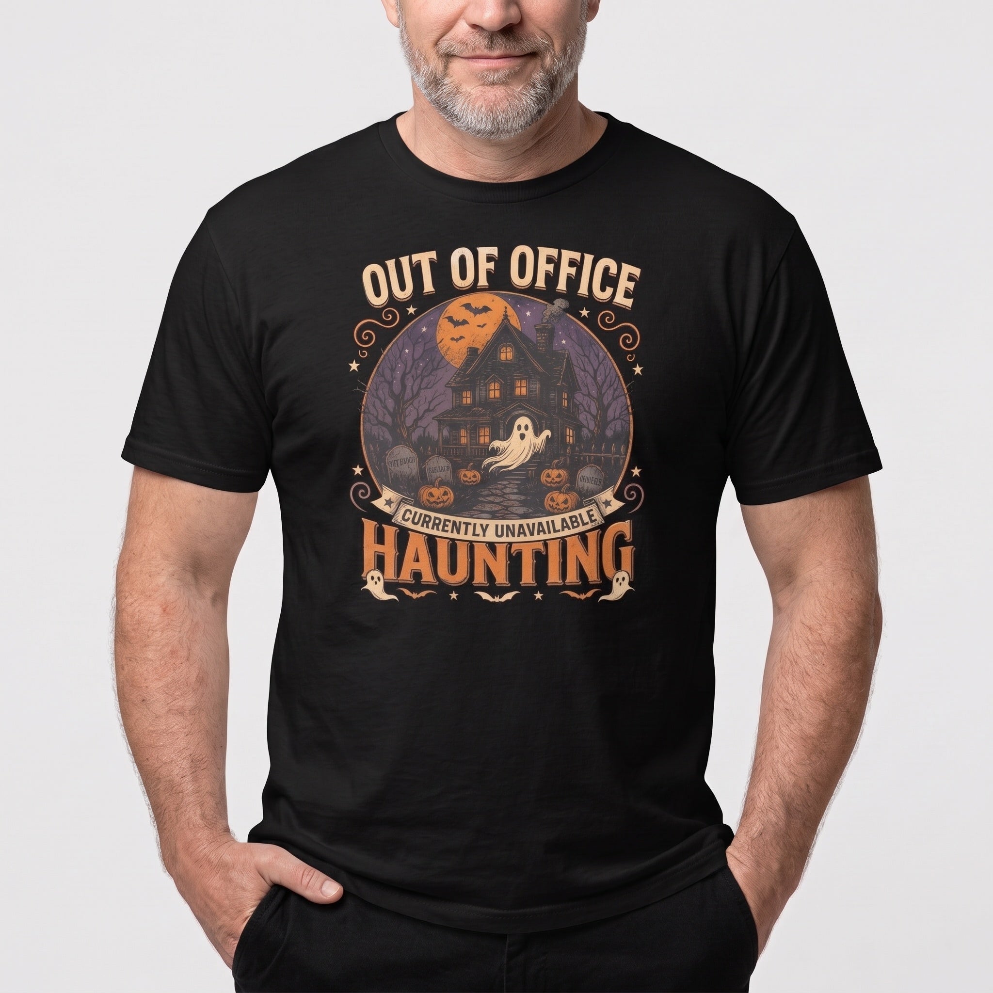 Out Of Office: Haunting cartoon deadpan full-search Out Of Office Currently Unavailable Haunting - Developer T-shirt - techmerch.io
