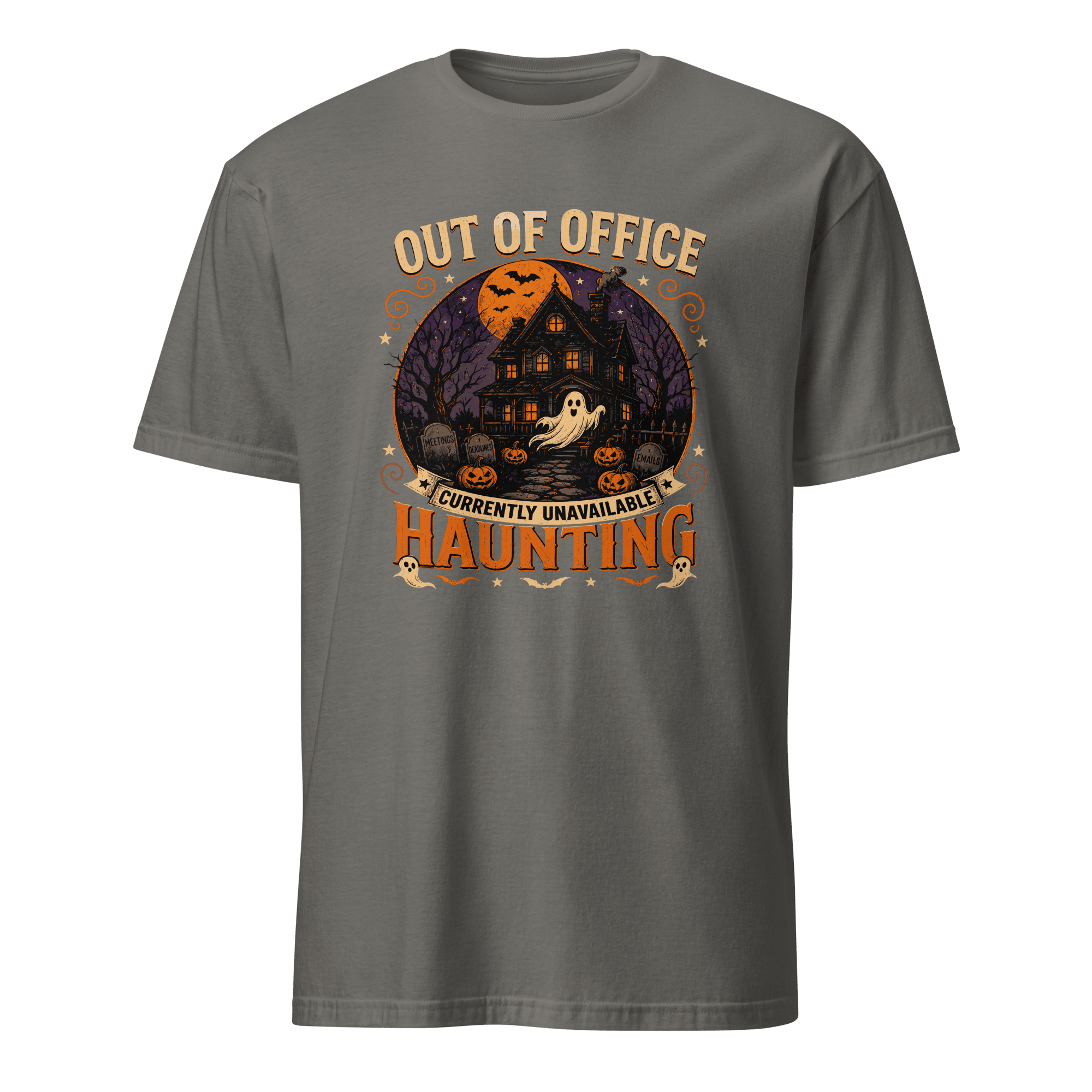 Out Of Office: Haunting cartoon deadpan full-search Out Of Office Currently Unavailable Haunting - Developer T-shirt - techmerch.io