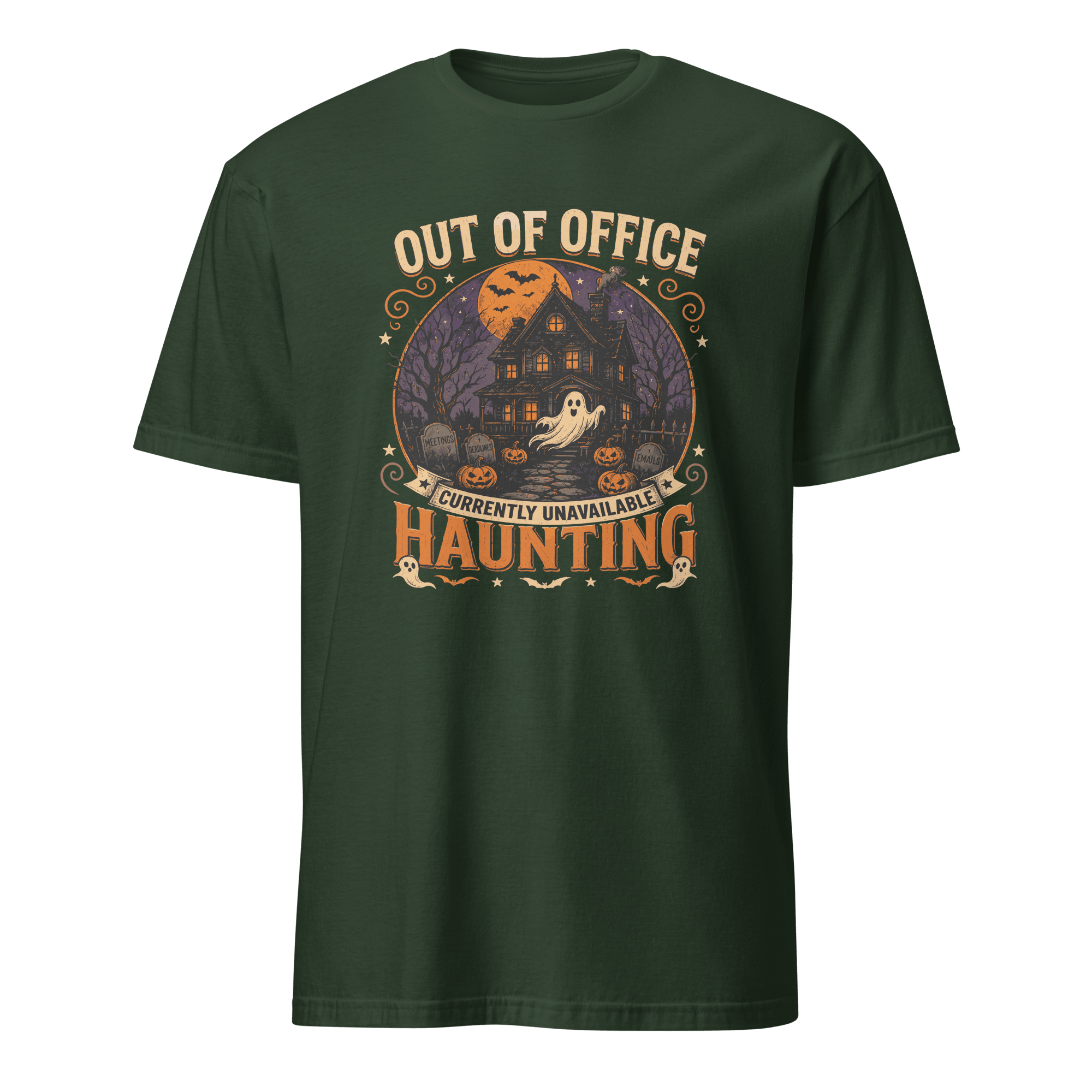 Out Of Office: Haunting cartoon deadpan full-search Out Of Office Currently Unavailable Haunting - Developer T-shirt - techmerch.io