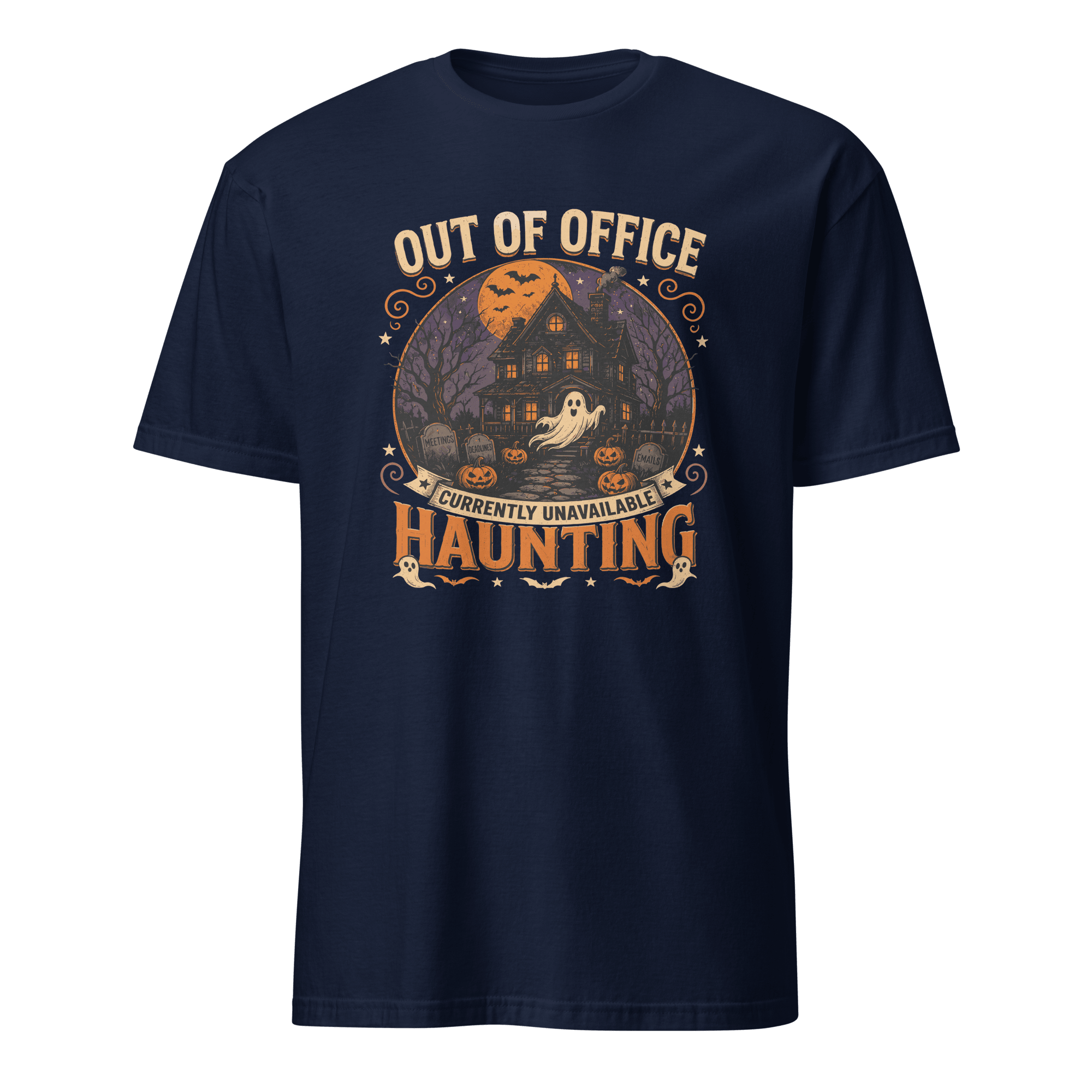 Out Of Office: Haunting cartoon deadpan full-search Out Of Office Currently Unavailable Haunting - Developer T-shirt - techmerch.io