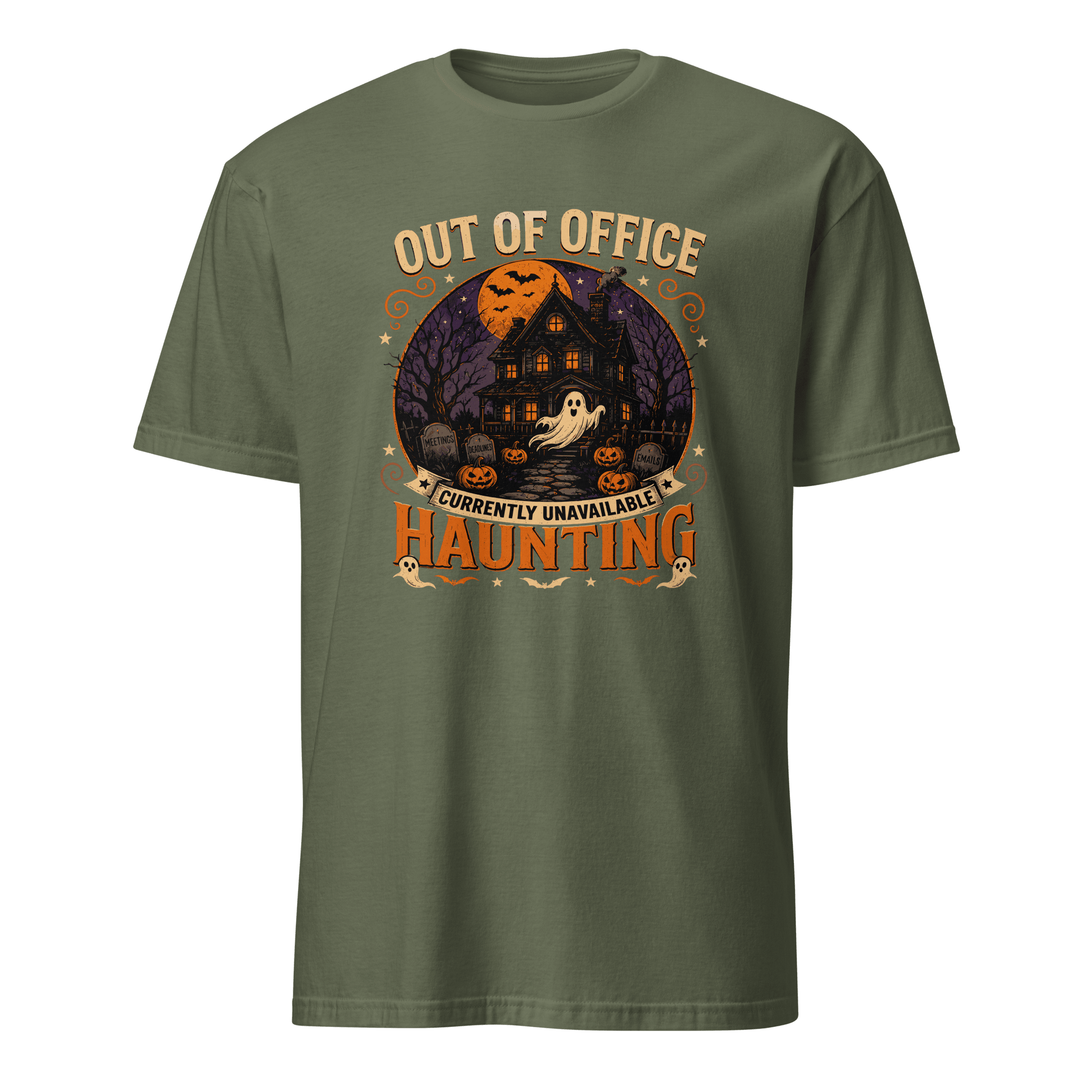 Out Of Office: Haunting cartoon deadpan full-search Out Of Office Currently Unavailable Haunting - Developer T-shirt - techmerch.io