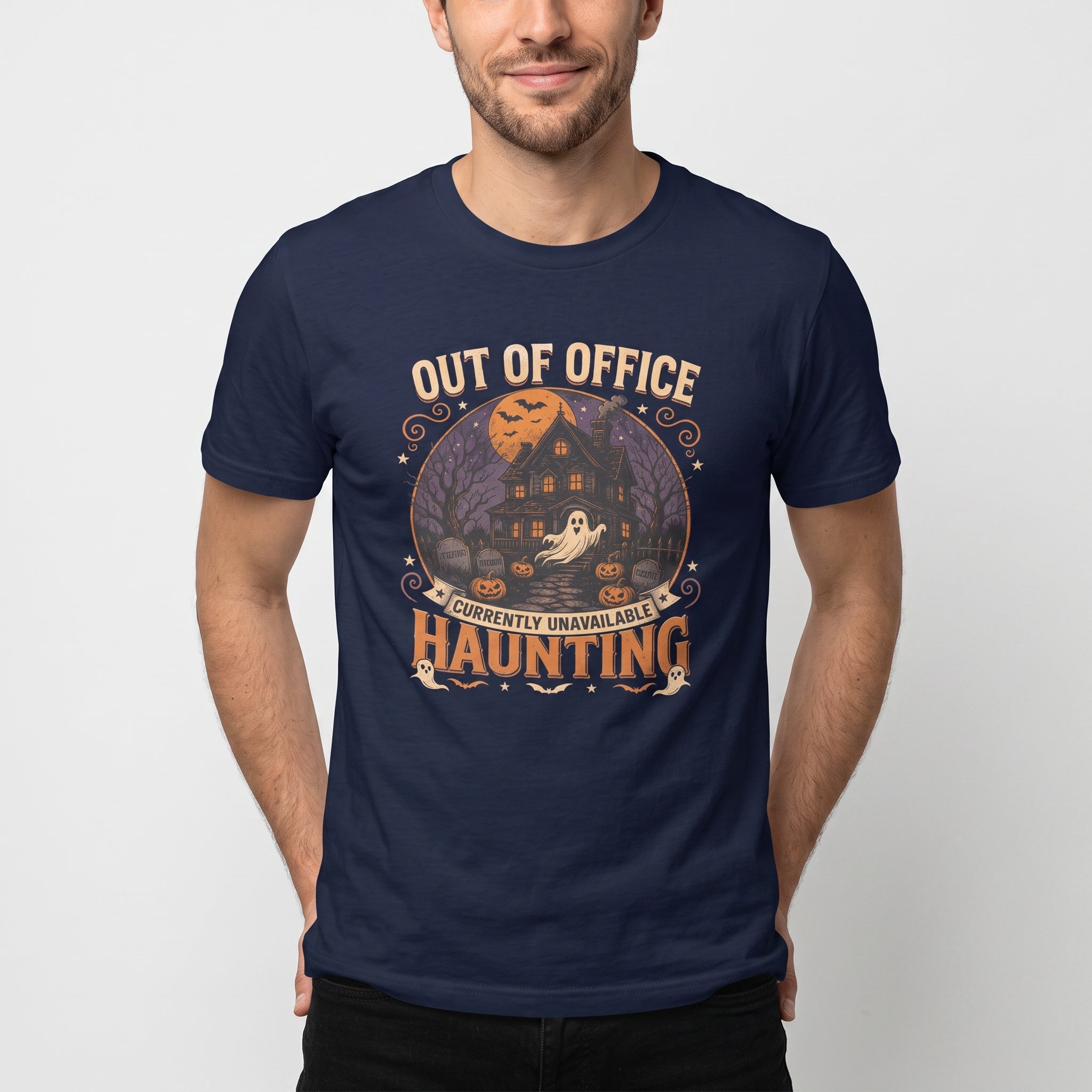 Out Of Office: Haunting cartoon deadpan full-search Out Of Office Currently Unavailable Haunting - Developer T-shirt - techmerch.io