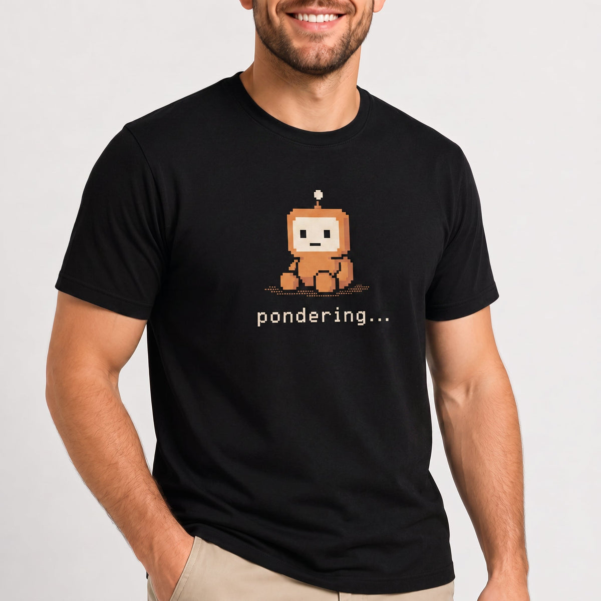 Pondering... ai automation cartoon - Developer T-shirt - techmerch.io