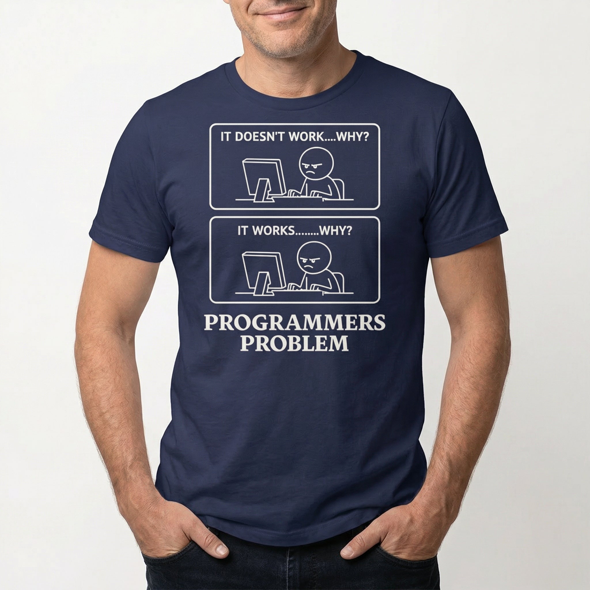 Programmers Problem bugs cartoon deadpan - Developer T-shirt - techmerch.io