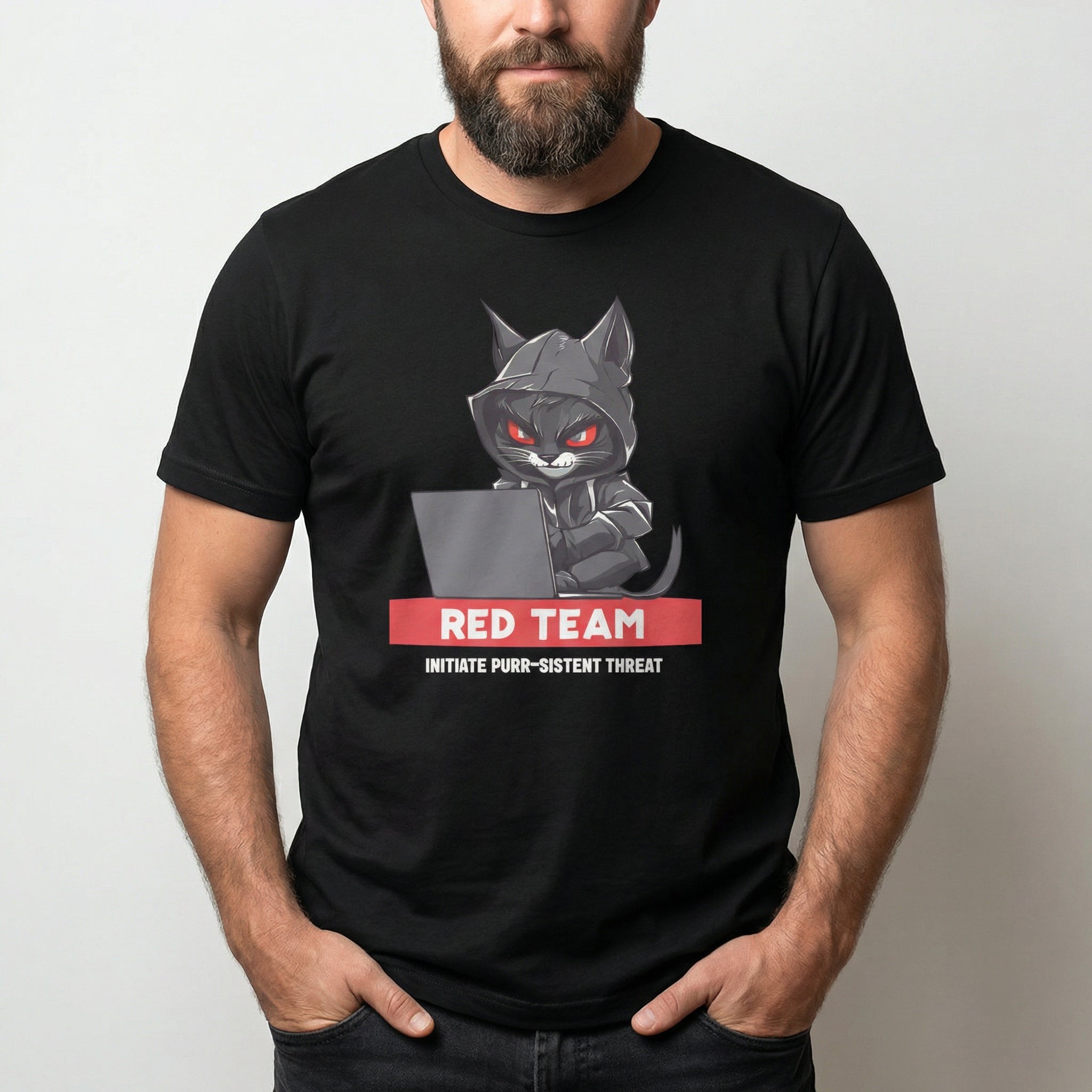 Purr - sistent Threat cartoon full - search red team initiate purr - sistent threat security - Developer T-shirt - techmerch.io