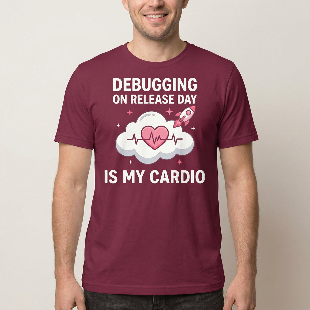 Release Day Cardio deadpan debugging deployment - Developer T-shirt - techmerch.io