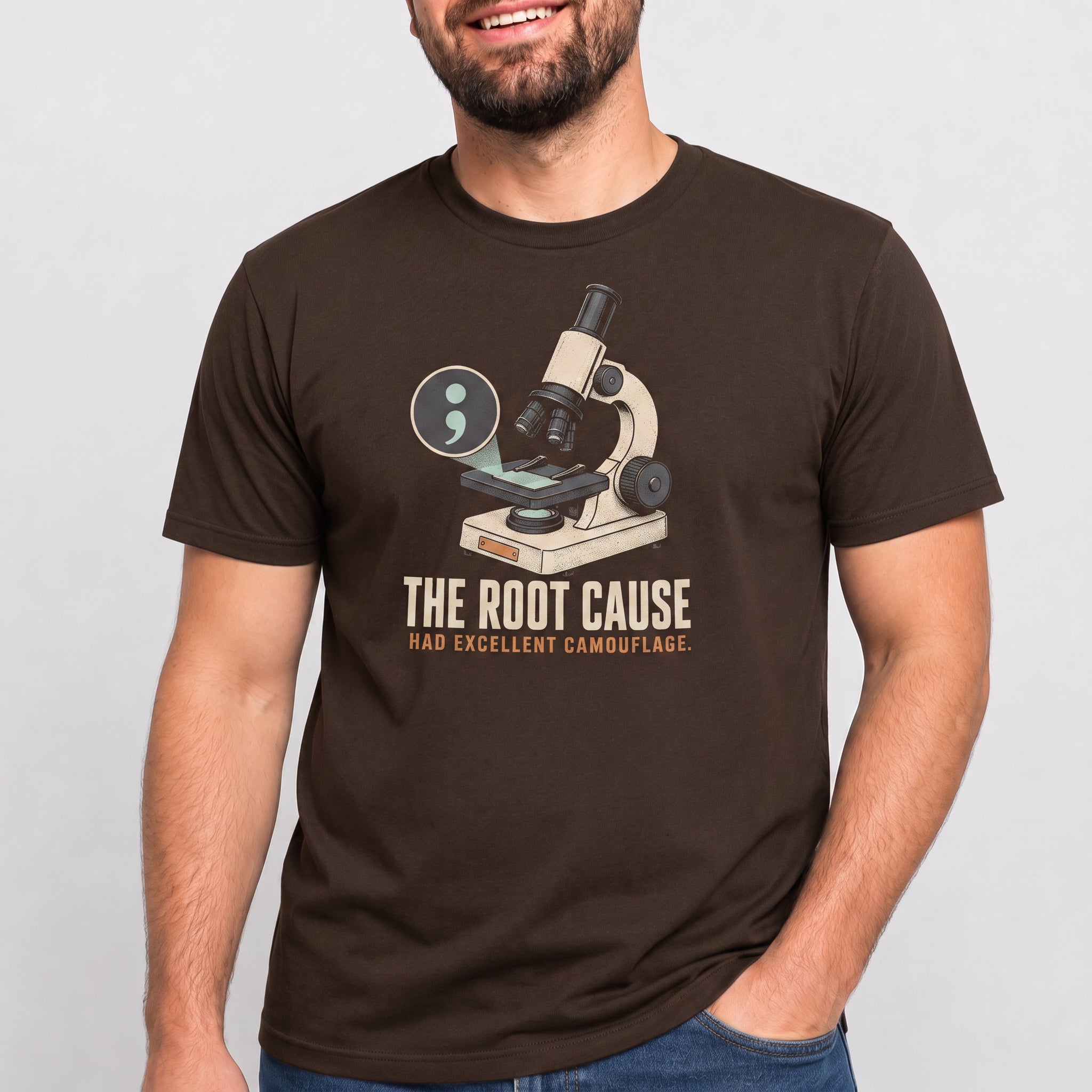 Root Cause Had Camouflage bugs deadpan debugging - Developer T-shirt - techmerch.io