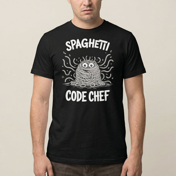 Spaghetti Code Chef cartoon code full - search spaghetti code chef - Developer T-shirt - techmerch.io