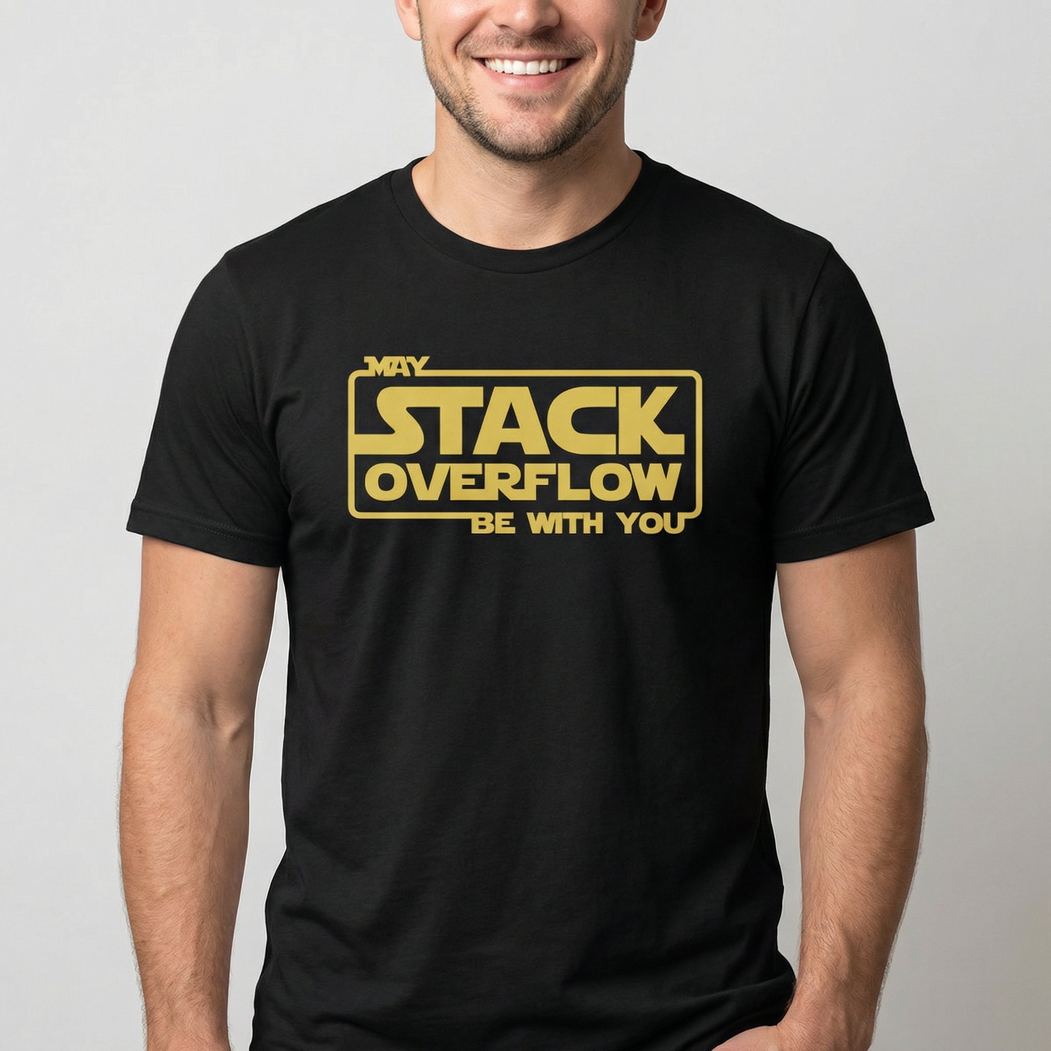 Stack Overflow Force full - search may stack overflow be with you statement - Developer T-shirt - techmerch.io