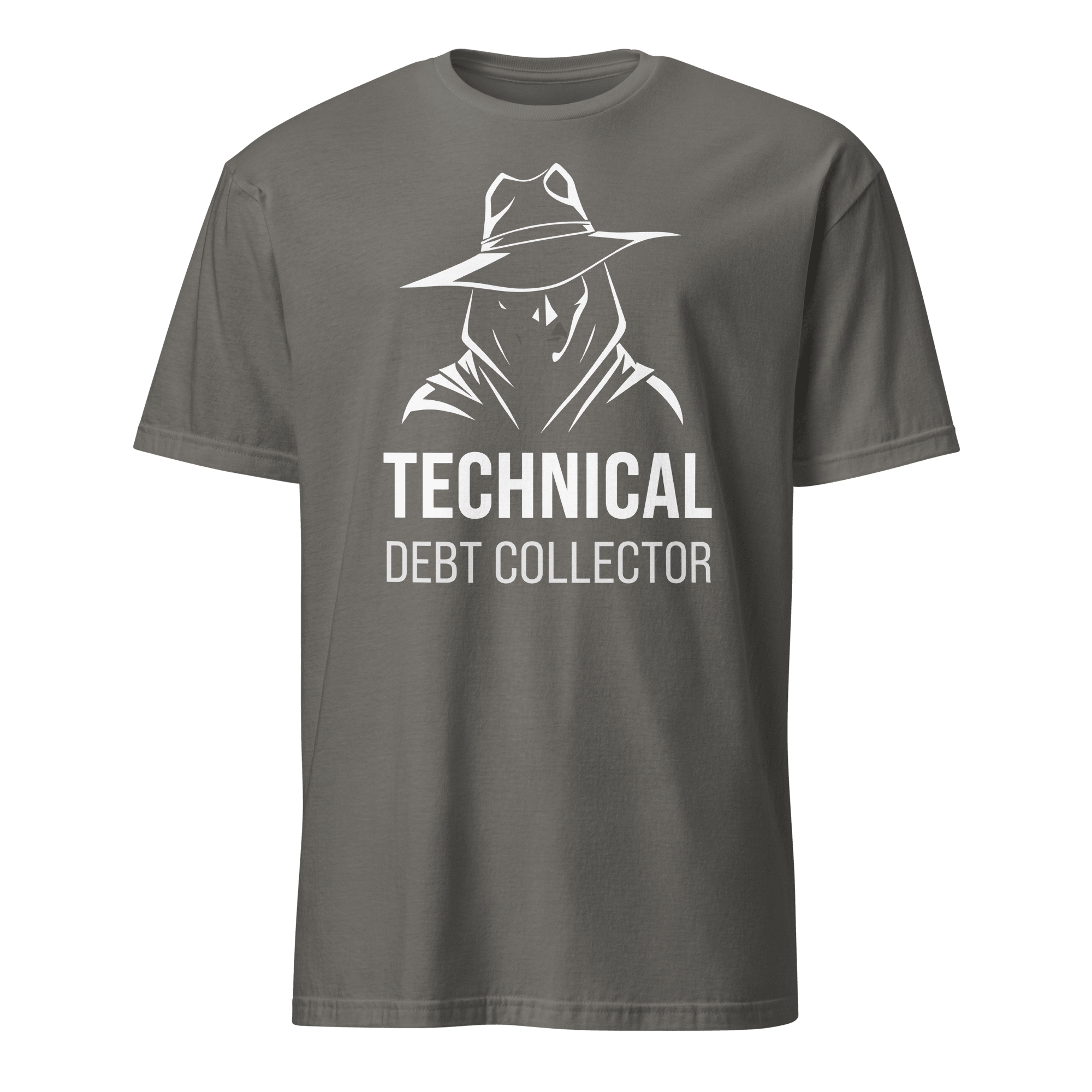Tech Debt Collector cartoon code full - search tech debt collector - Developer T-shirt - techmerch.io
