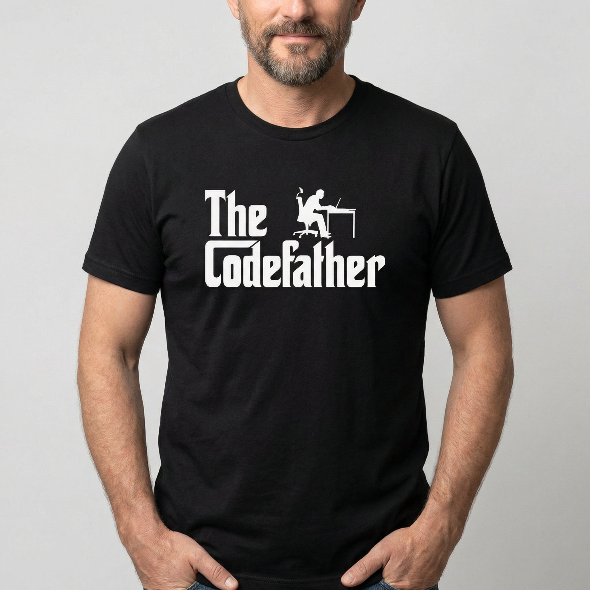 The Codefather cartoon deadpan full - search the codefather - Developer T-shirt - techmerch.io