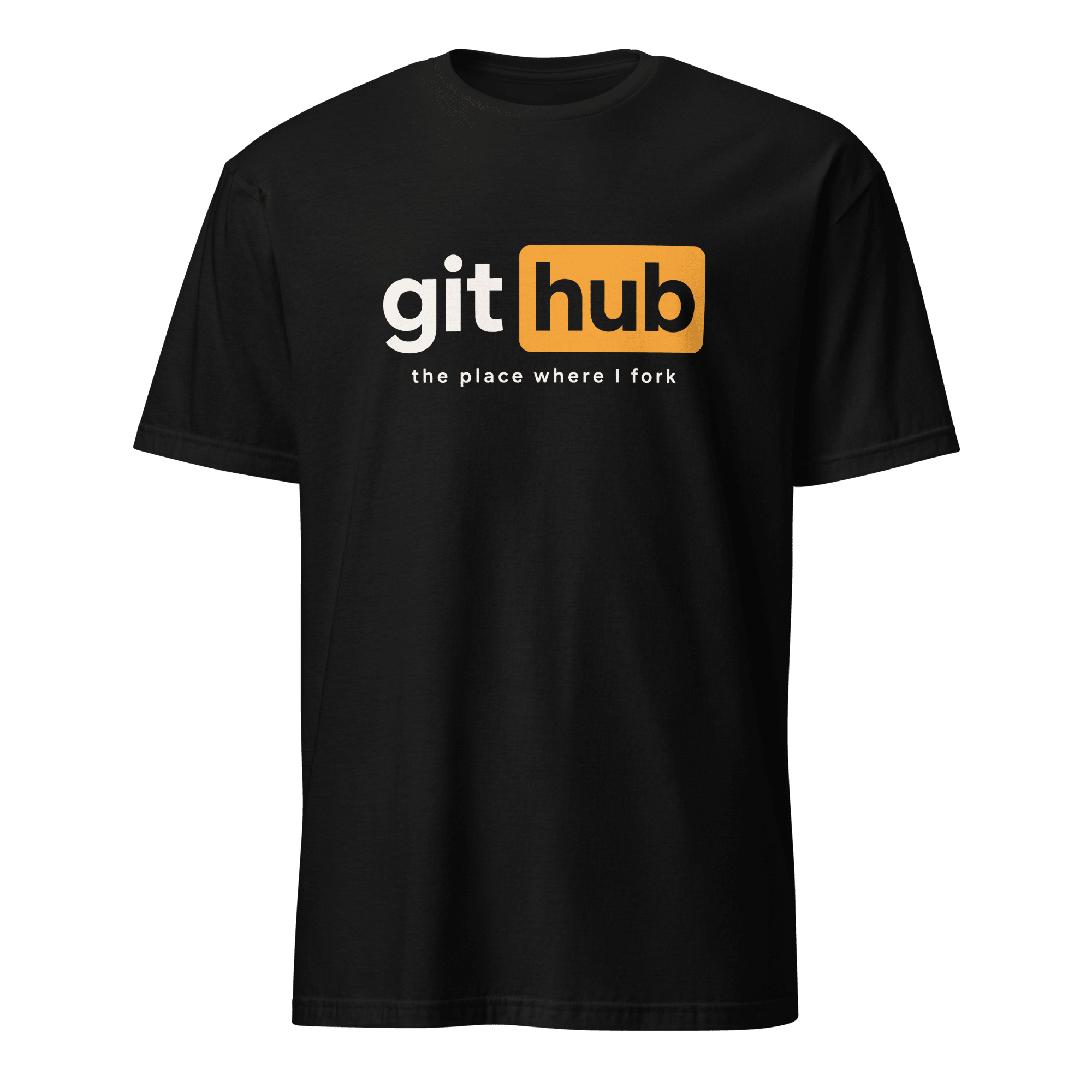 The Place Where I Fork git minimalist sarcastic - Developer T-shirt - techmerch.io