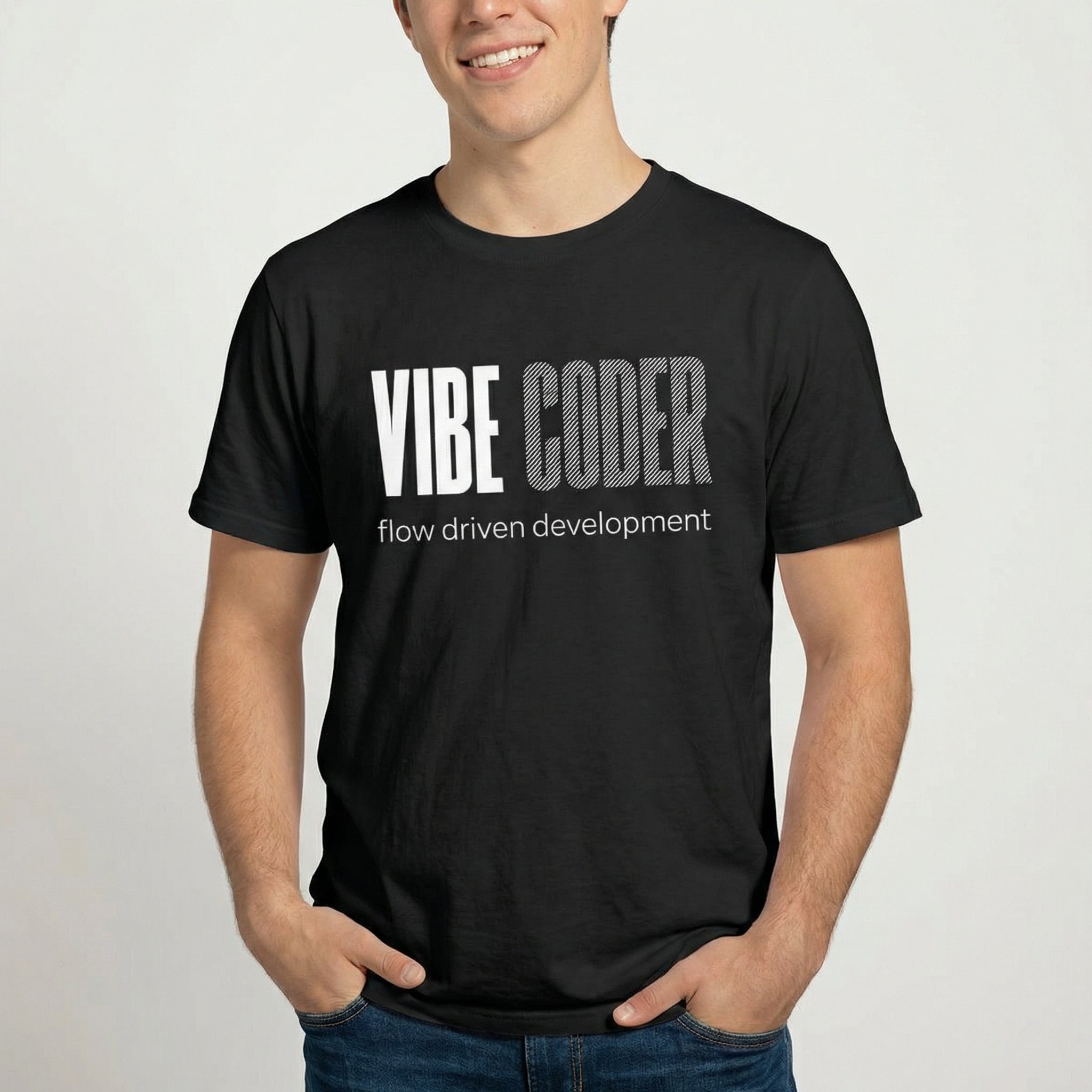 Vibe Coder ai full - search vibe coder flow driven development statement - Developer T-shirt - techmerch.io