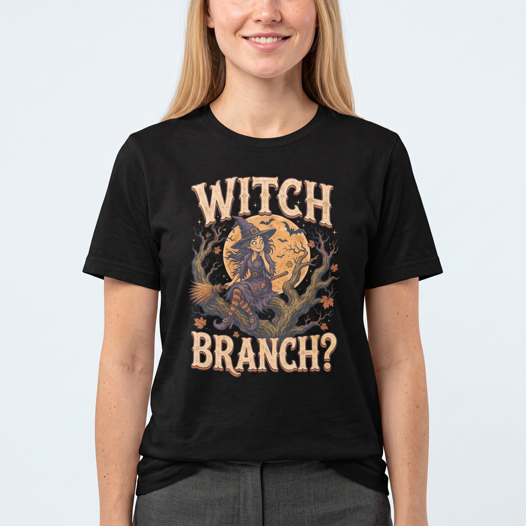Witch Branch? cartoon deadpan full-search Witch Branch - Developer T-shirt - techmerch.io