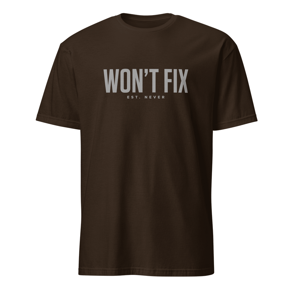 Won't Fix Est. Never bugs deadpan sarcastic - Developer T-shirt - techmerch.io