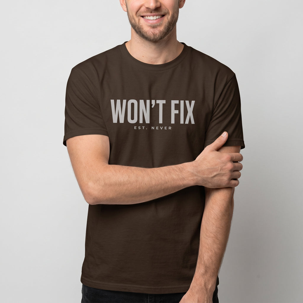 Won't Fix Est. Never bugs deadpan sarcastic - Developer T-shirt - techmerch.io