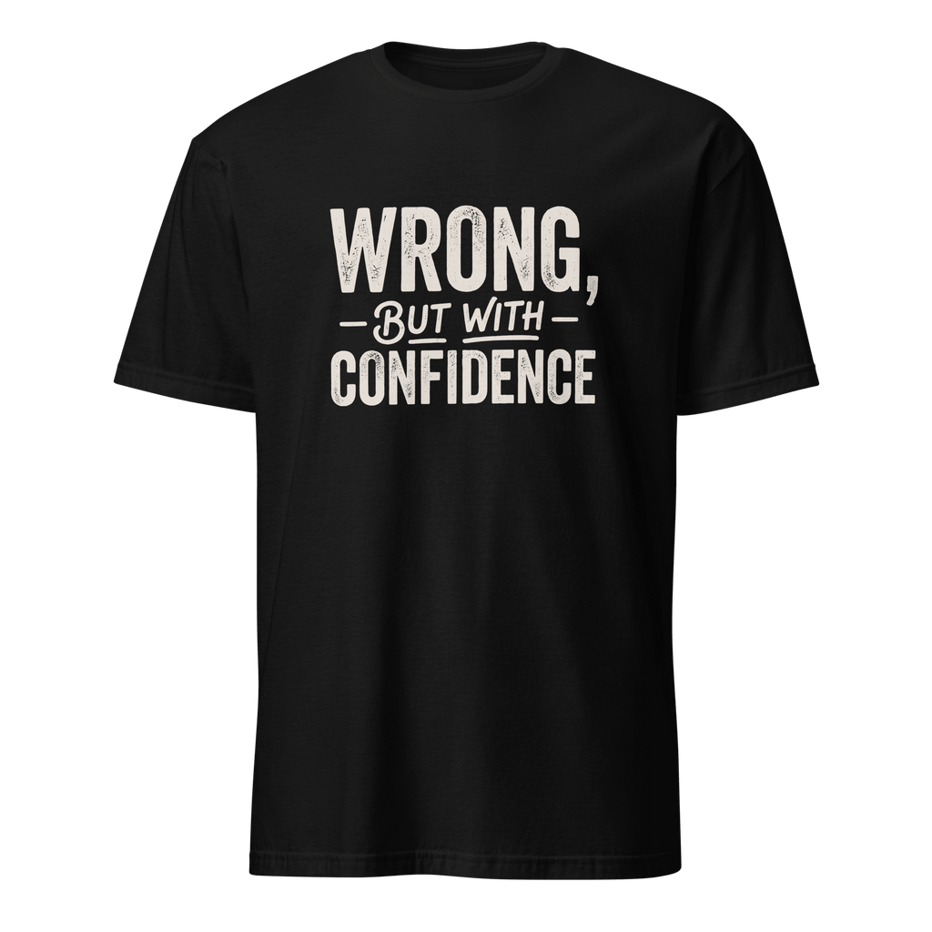 Wrong With Confidence ai deadpan full-search Wrong But With Confidence - Developer T-shirt - techmerch.io
